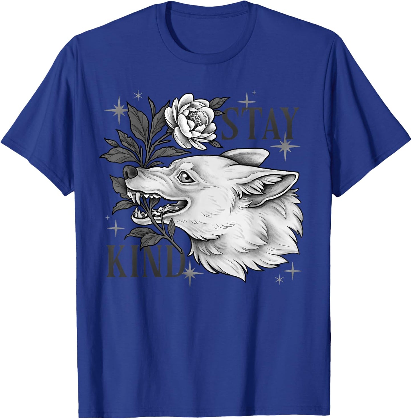 Stay Kind Wolf Furry Therian Goblincore Alternative Gothic T-Shirt - T-Shirt | Royal