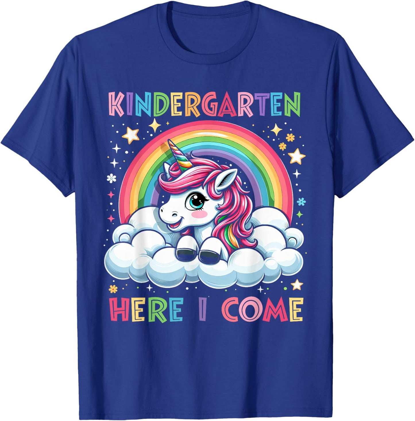 First Day Of Kindergarten Shirt Girls Unicorn Back To School T-Shirt - T-Shirt | Royal