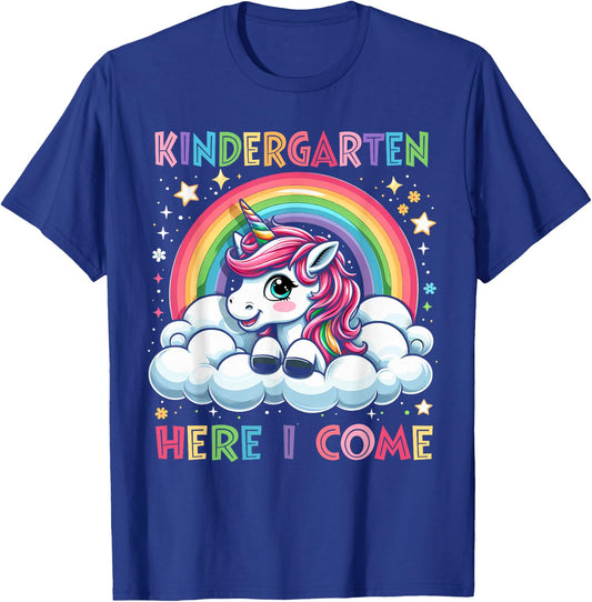 First Day Of Kindergarten Shirt Girls Unicorn Back To School T-Shirt - T-Shirt | Royal