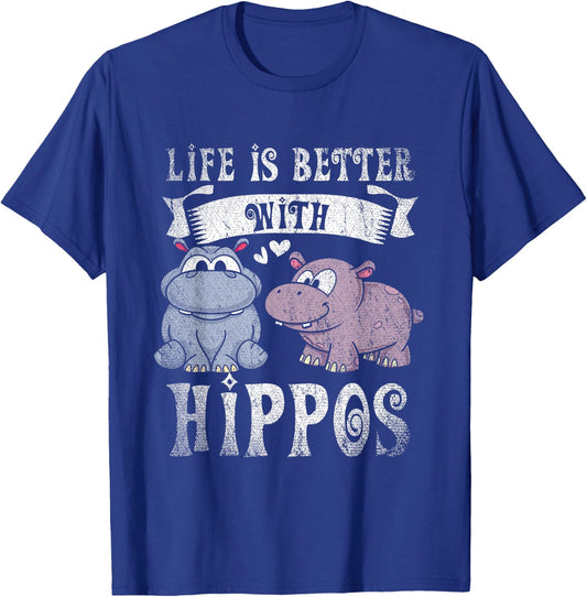 Hippopotamus Animal Lover Gift Hippo -Adults Black Short Sleeve Small T-Shirt - T-Shirt | Royal