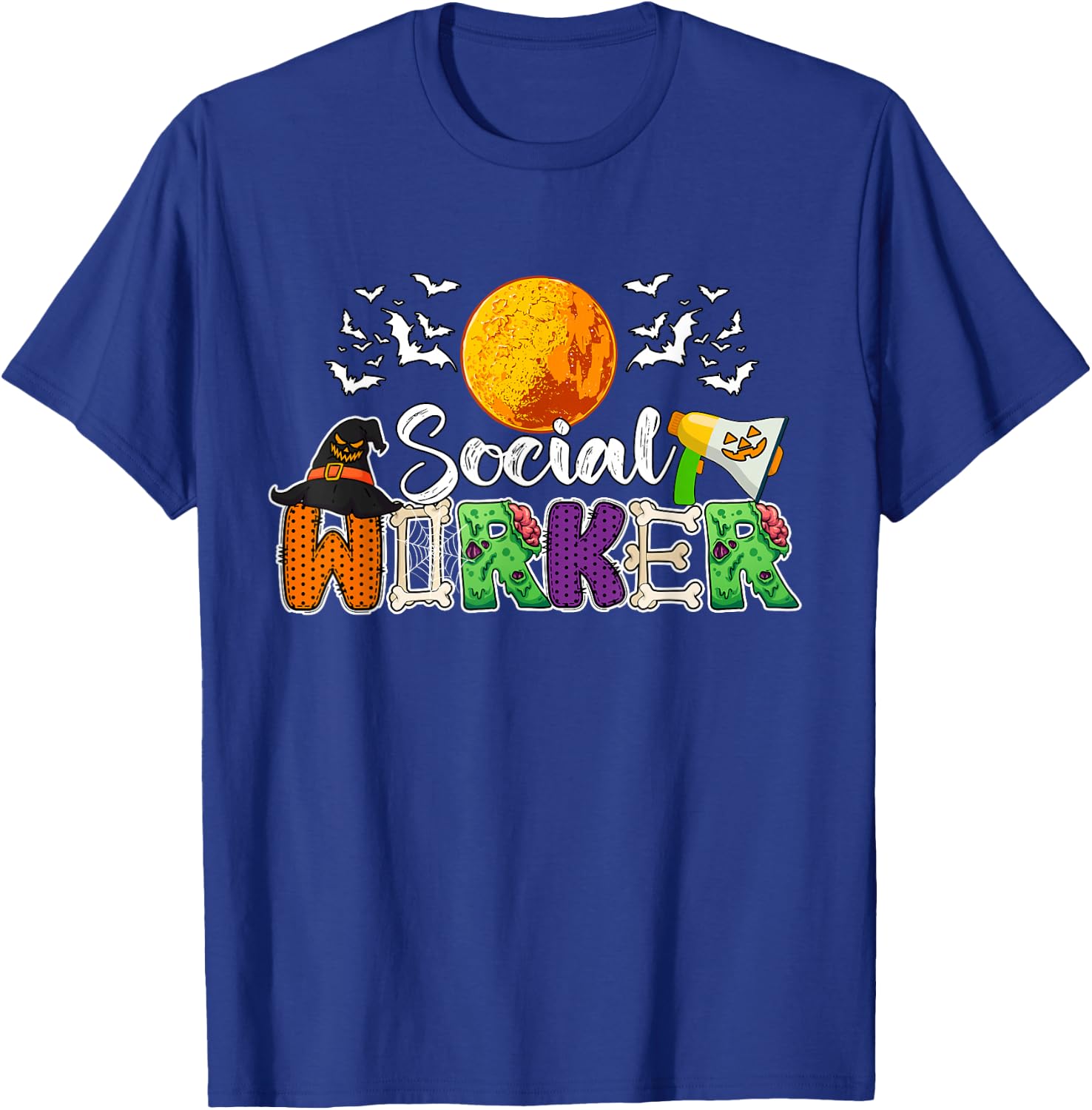 Social Worker Job Halloween Zombies Witch Costume Team T-Shirt - T-Shirt | Royal