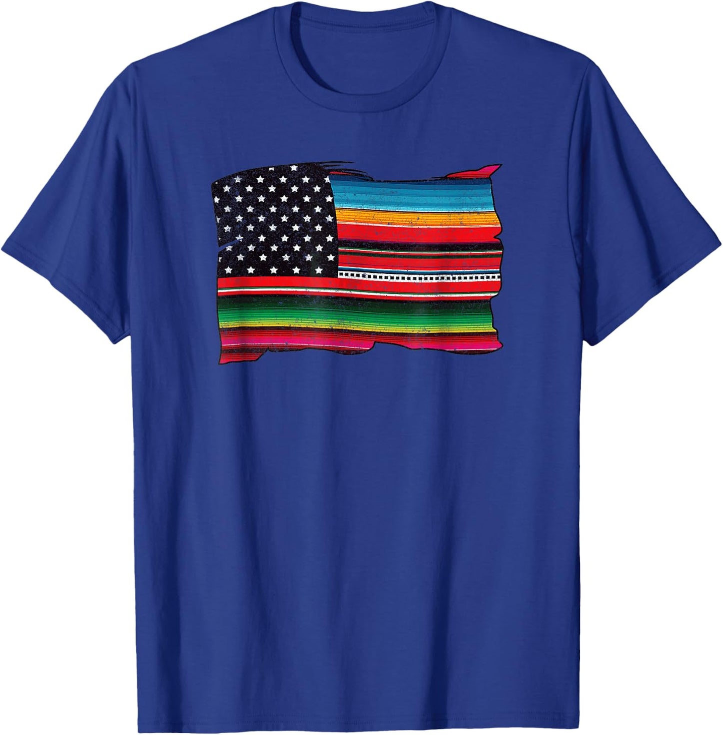 Mexican American Chicano Sarape Flag T-Shirt - T-Shirt | Royal
