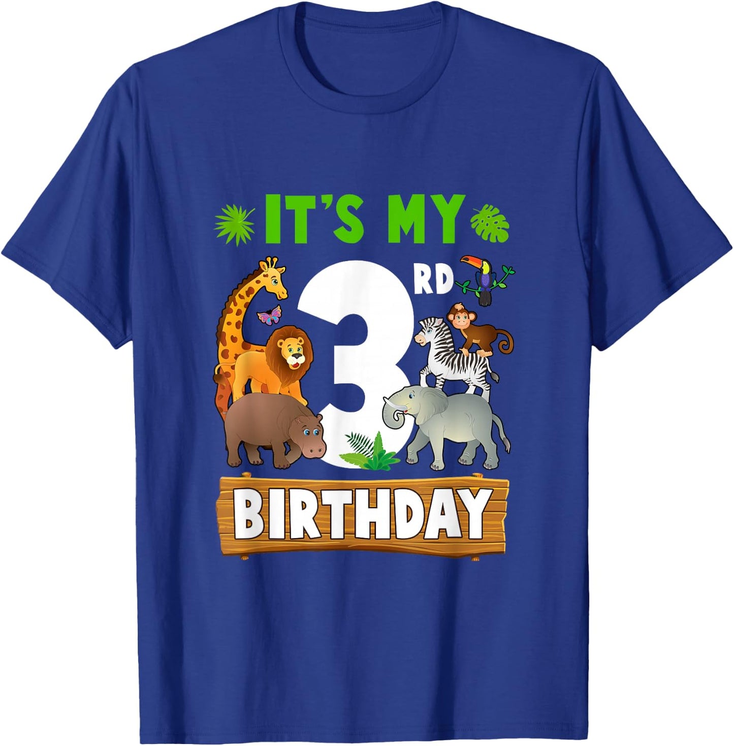 It's My 3Rd Birthday Zoo Jungle Safari 3 Years Old Birthday T-Shirt - T-Shirt | Royal