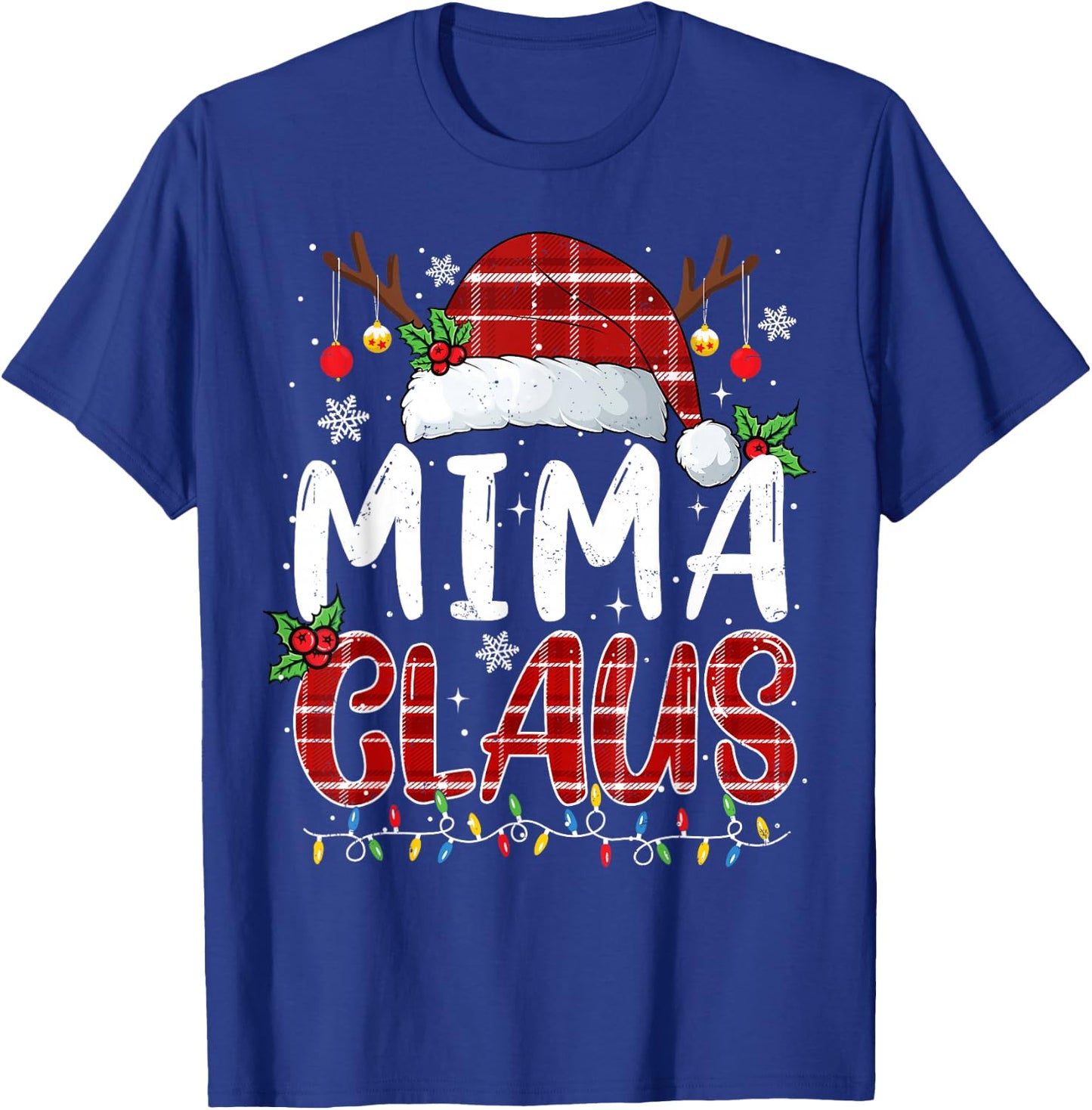 Mima Claus Christmas Lights Pajama Family Matching T-Shirt - T-Shirt | Royal