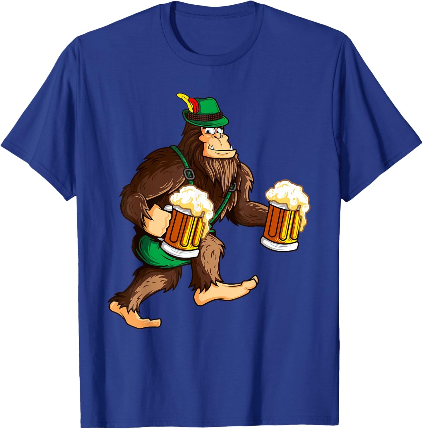Funny Bigfoot Lederhosen Prost Beer Mug Beerfest Oktoberfest T-Shirt - T-Shirt | Royal