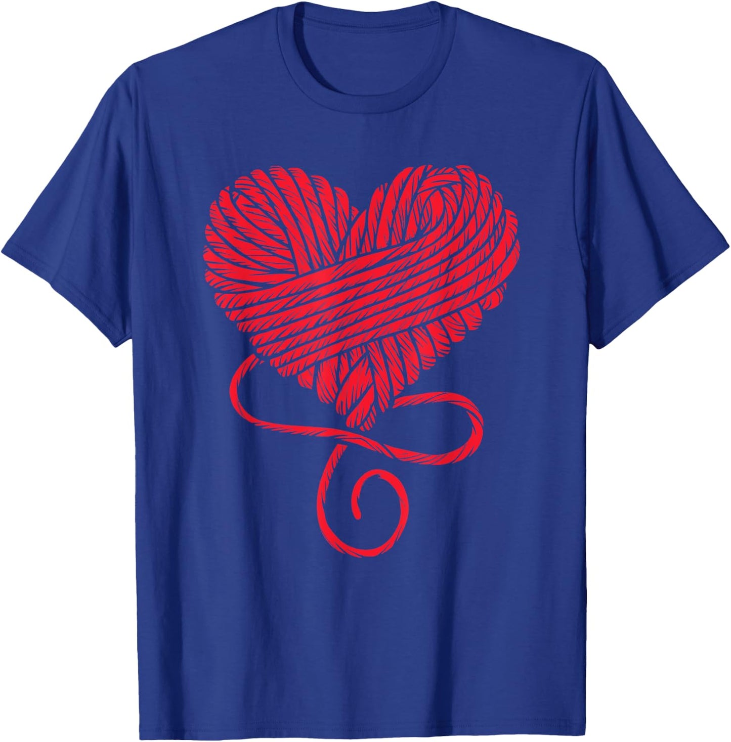 Yarn Crochet Knitting Lover Red Wool Heart Funny Graphic T-Shirt - T-Shirt | Royal