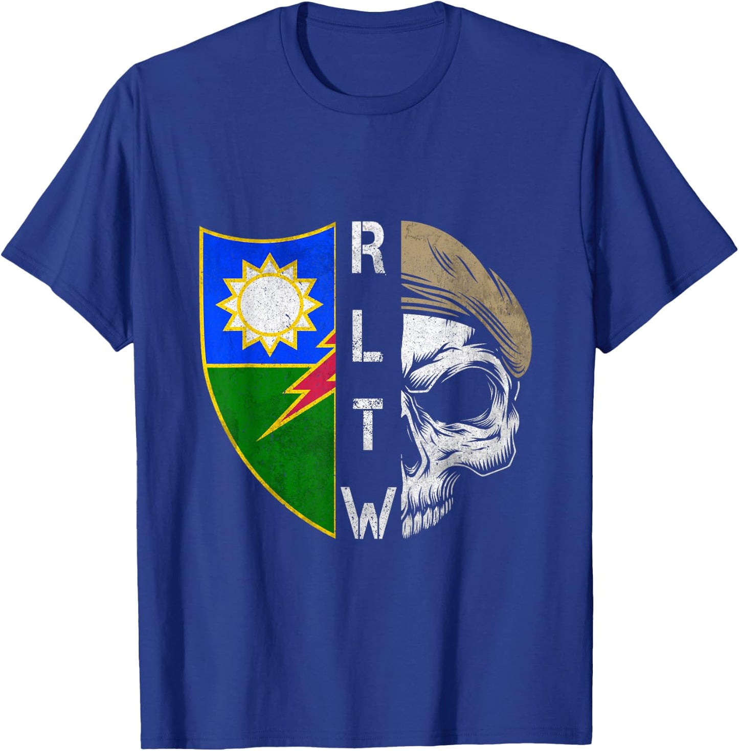 75th Ranger Regiment Skull Unit Crest RLTW Beret Veteran T-Shirt - T-Shirt | Royal