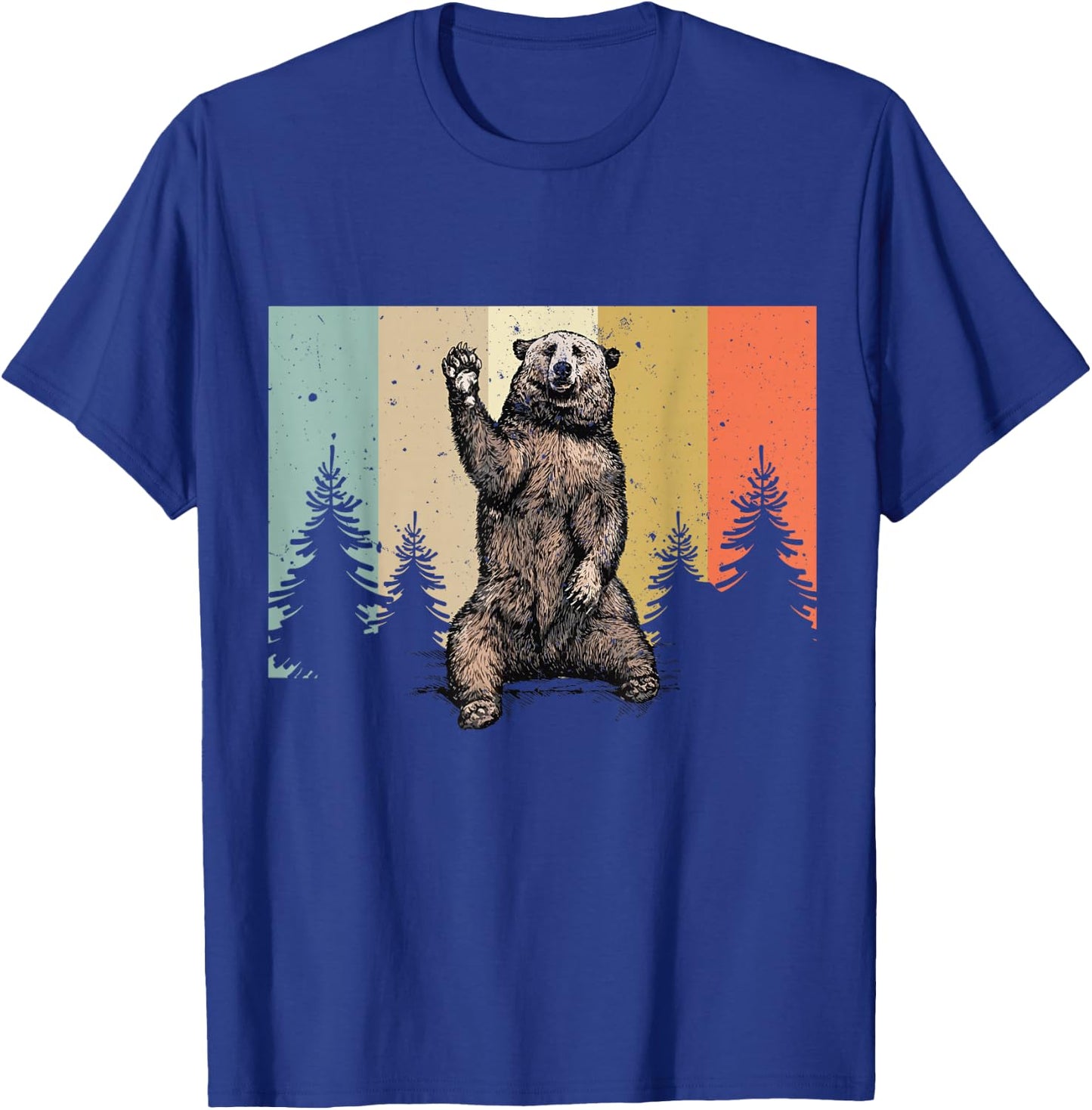 Funny Bear Waving Hiking Camping Bear Hiking T-Shirt - T-Shirt | Royal