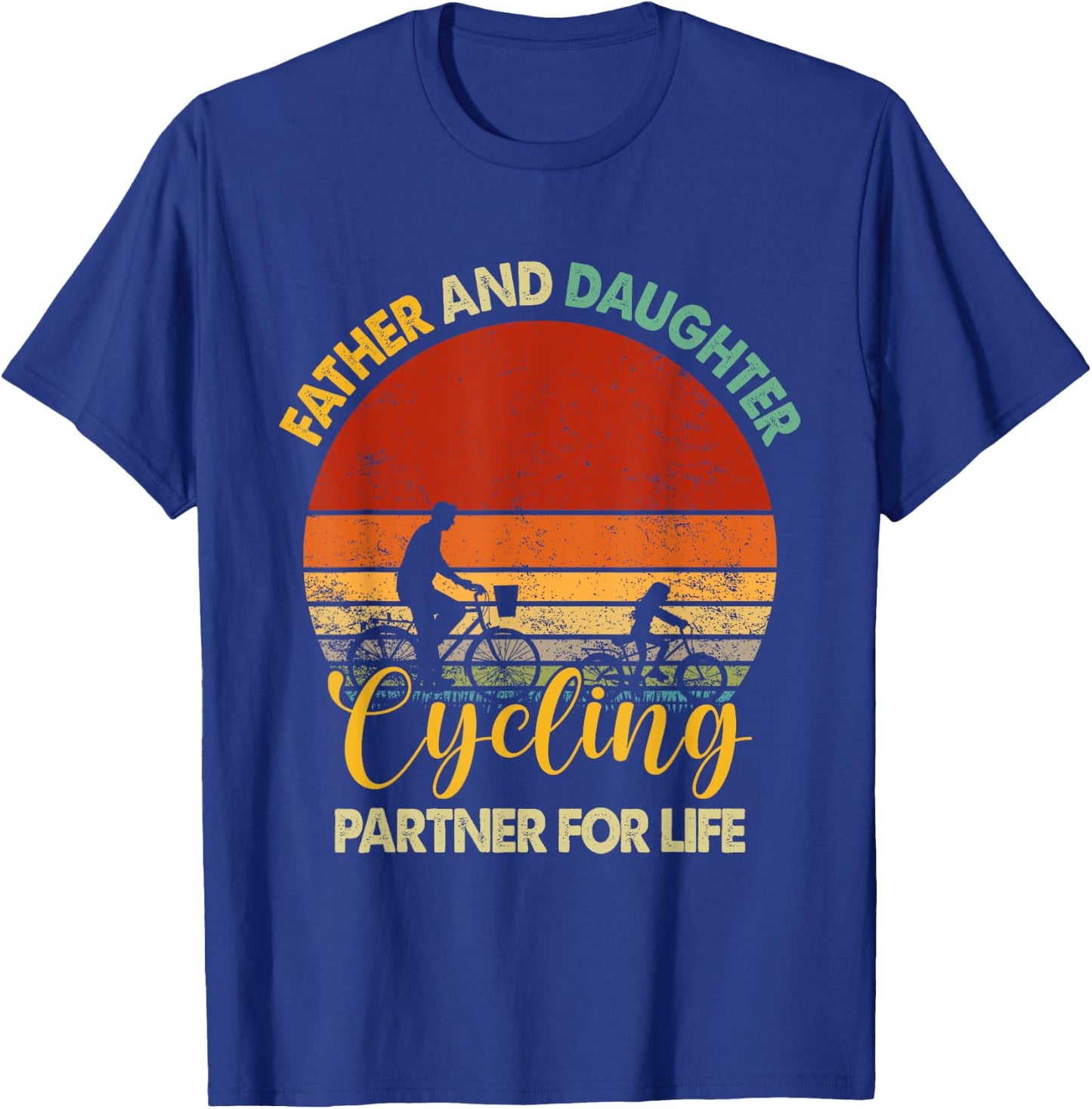 Retro Father Daughter Cycling Partner For Life Fathers Day T-Shirt - T-Shirt | Royal