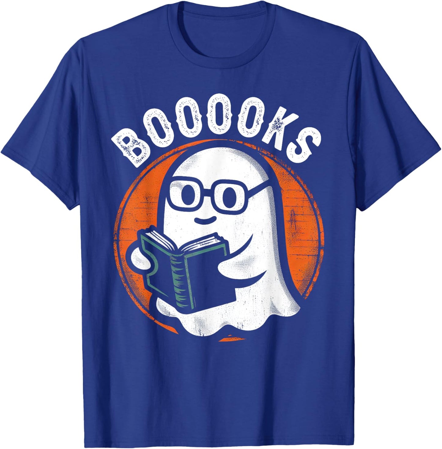 Cute Ghost Book Reading Books Lover Retro Halloween Teacher T-Shirt - T-Shirt | Royal