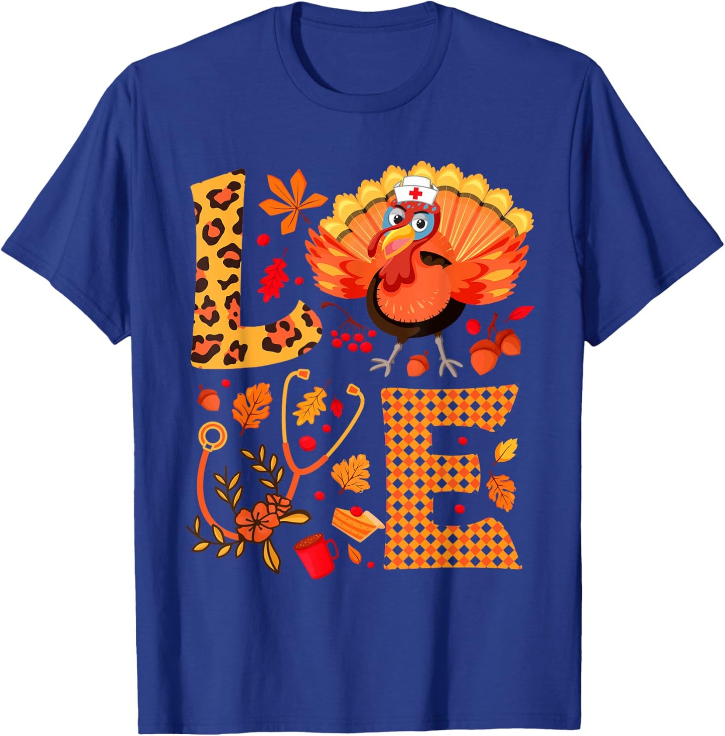 Nurse Thanksgiving Shirt Health Worker Nursing Turkey Nurse T-Shirt - T-Shirt | Royal