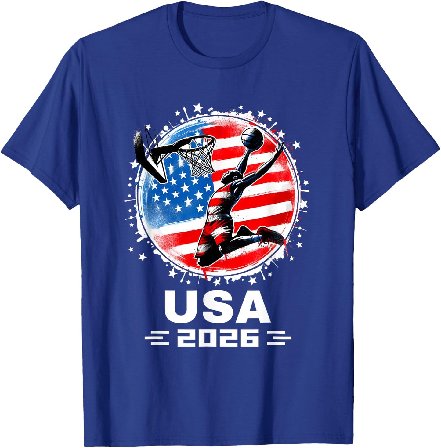 Basketball USA Go USA Team USA Flag 2026 Basketball T-Shirt - T-Shirt | Royal