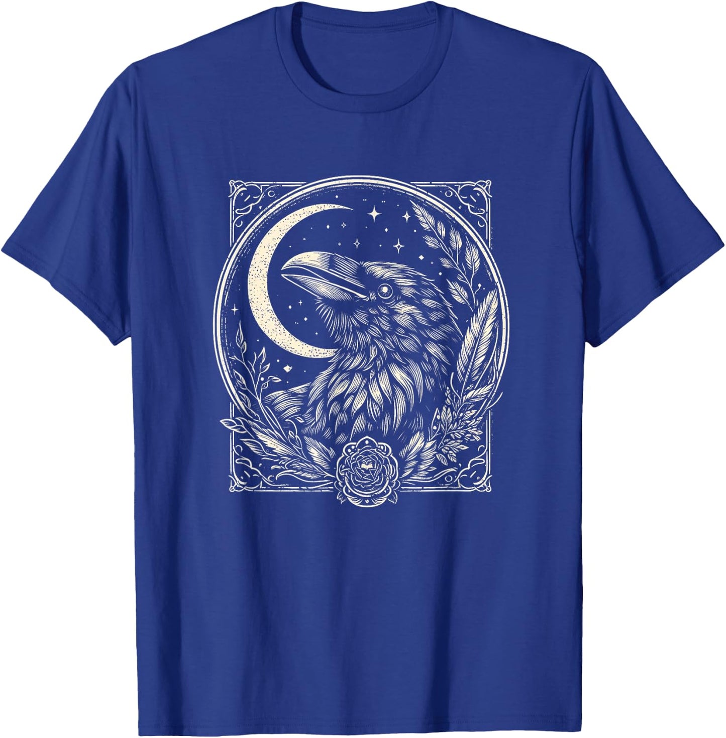 Raven Face Art Crow Design And Men T-Shirt - T-Shirt | Royal