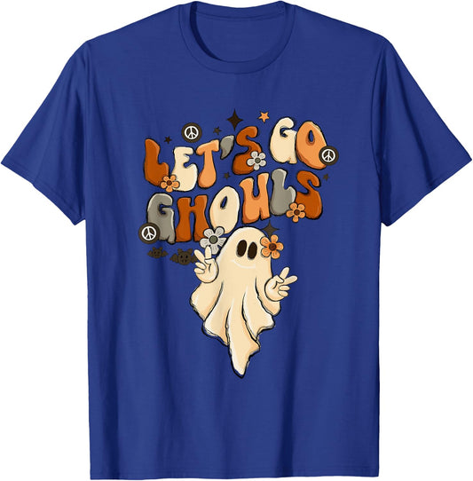 Retro Groovy Let's Go Ghouls Halloween Ghost Outfit Costumes T-Shirt - T-Shirt | Royal