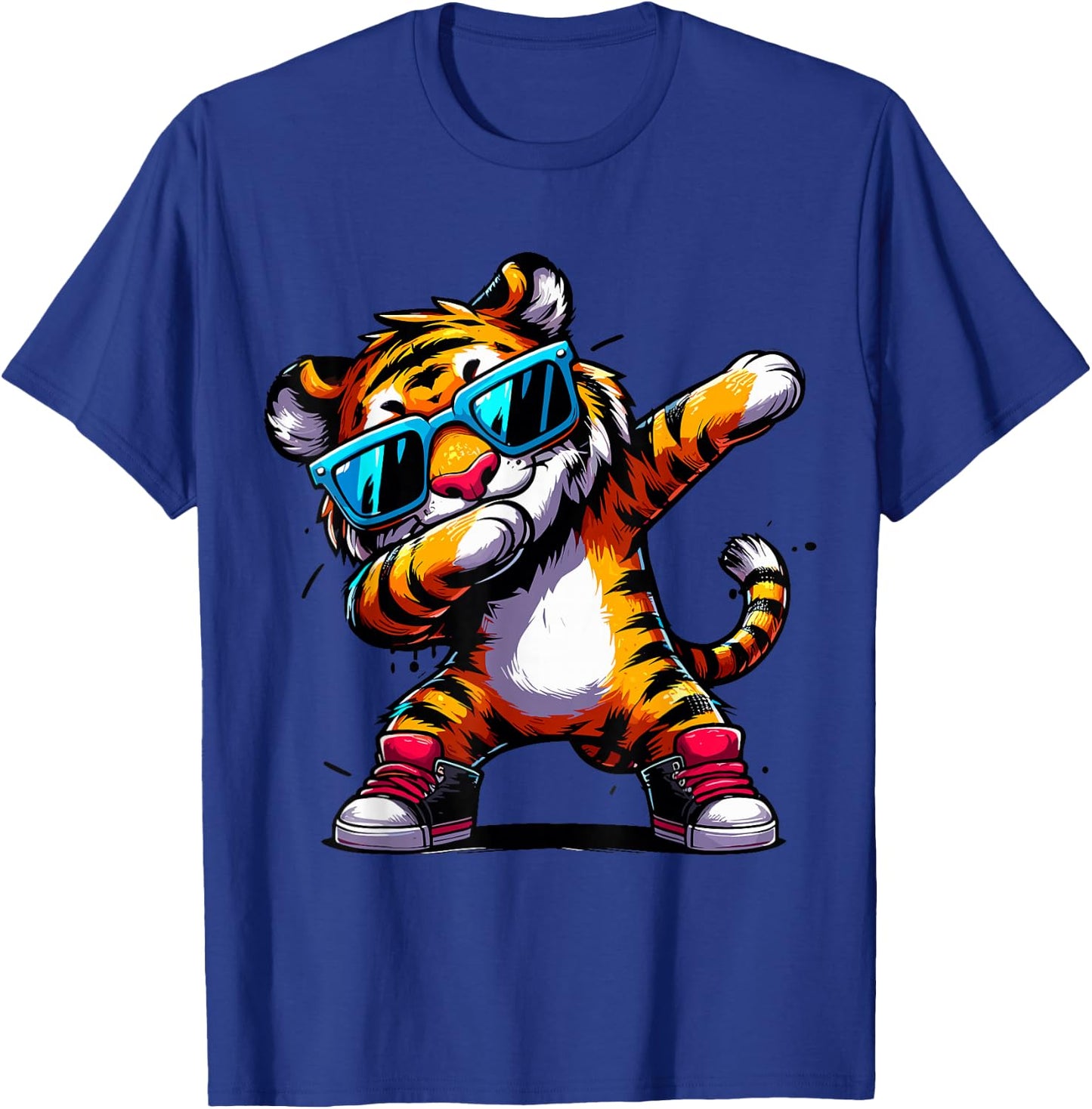Dabbing Tiger Sunglasses Tiger Animal T-Shirt - T-Shirt | Royal