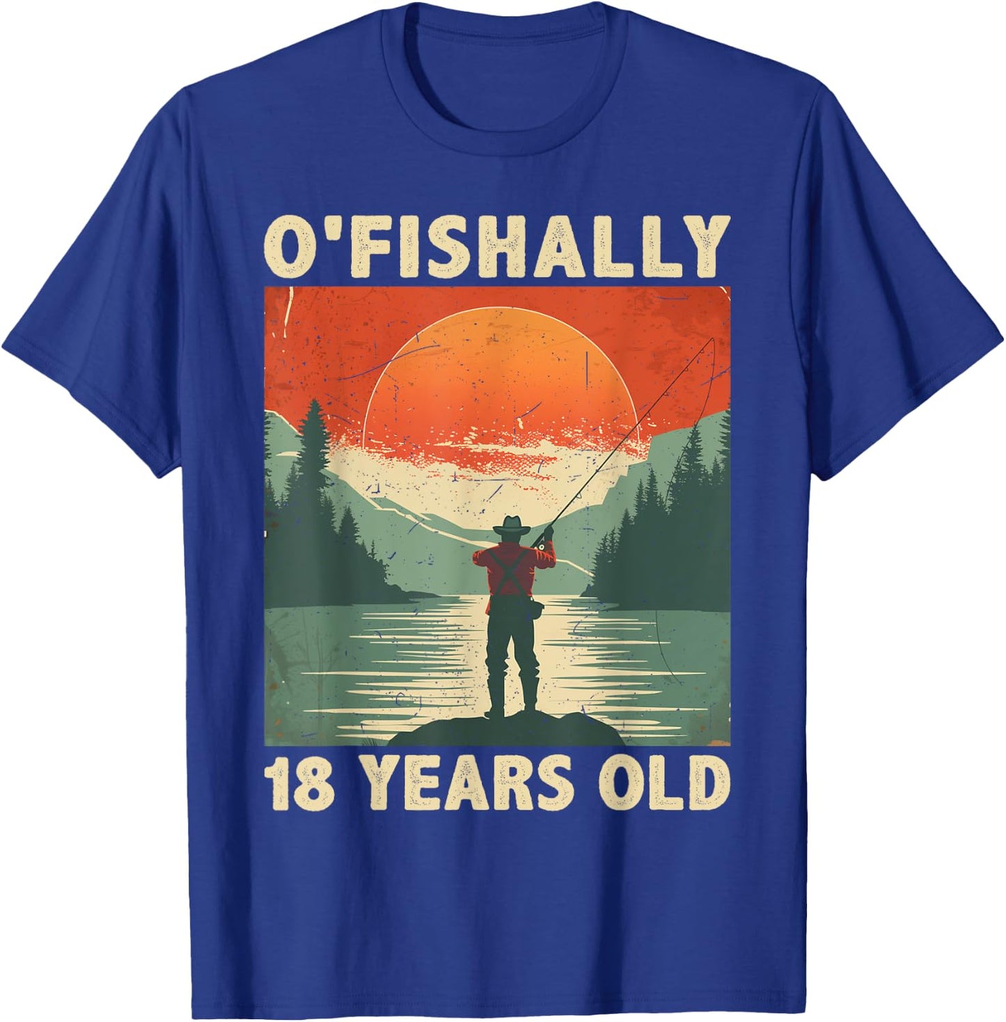 Ofishally 18 Years Old 2006 Fishing Fisherman 18th Birthday T-Shirt - T-Shirt | Royal