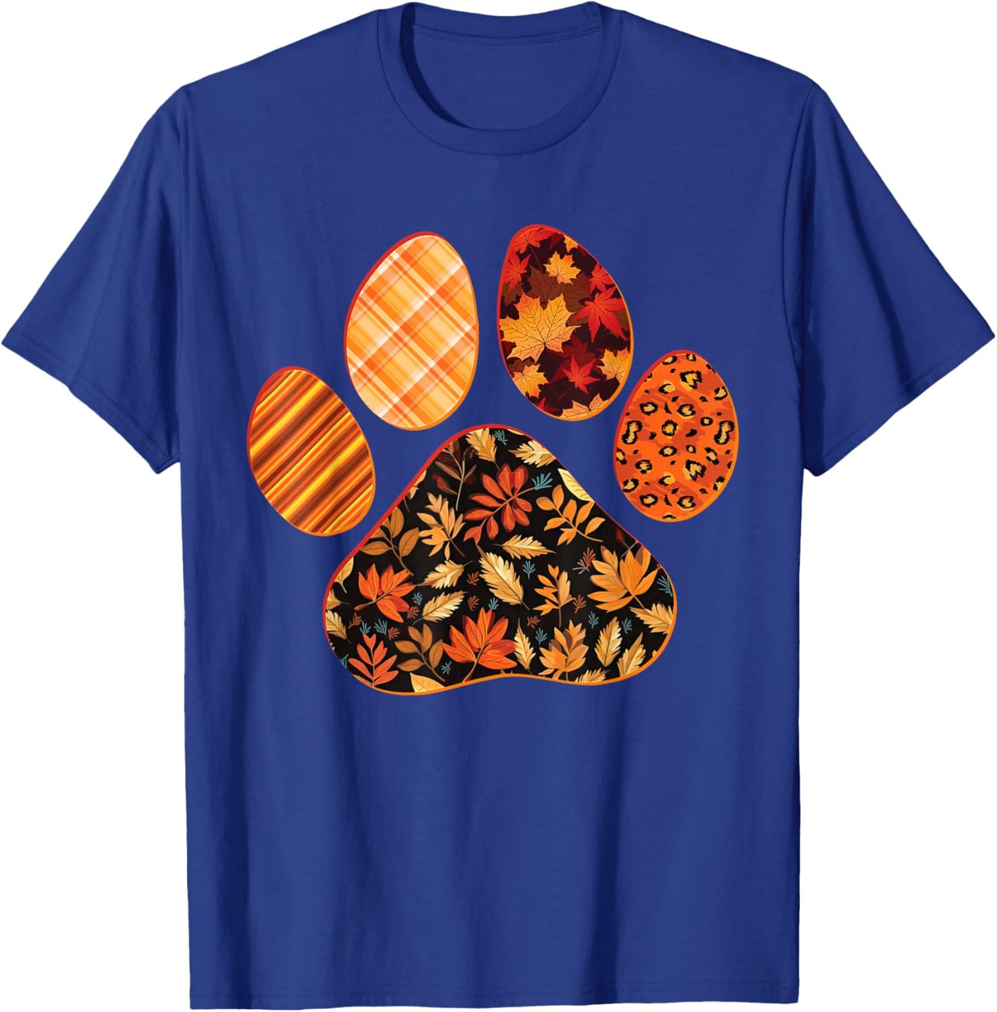 Dog Paw Print Maple Leaf Autumn Fall Leaves Season Dog Lover T-Shirt - T-Shirt | Royal