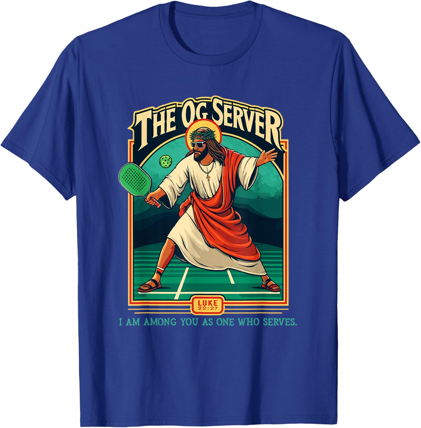 Christian Pickleball Jesus OG Server Religious Player T-Shirt - T-Shirt | Royal