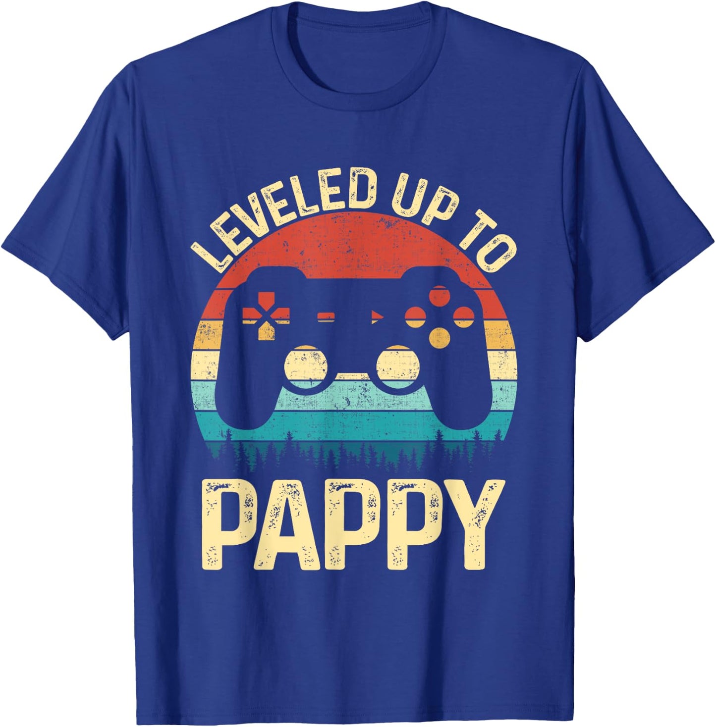 Leveled Up To Pappy Video Game Gifts For Father's Day Gamer T-Shirt - T-Shirt | Royal