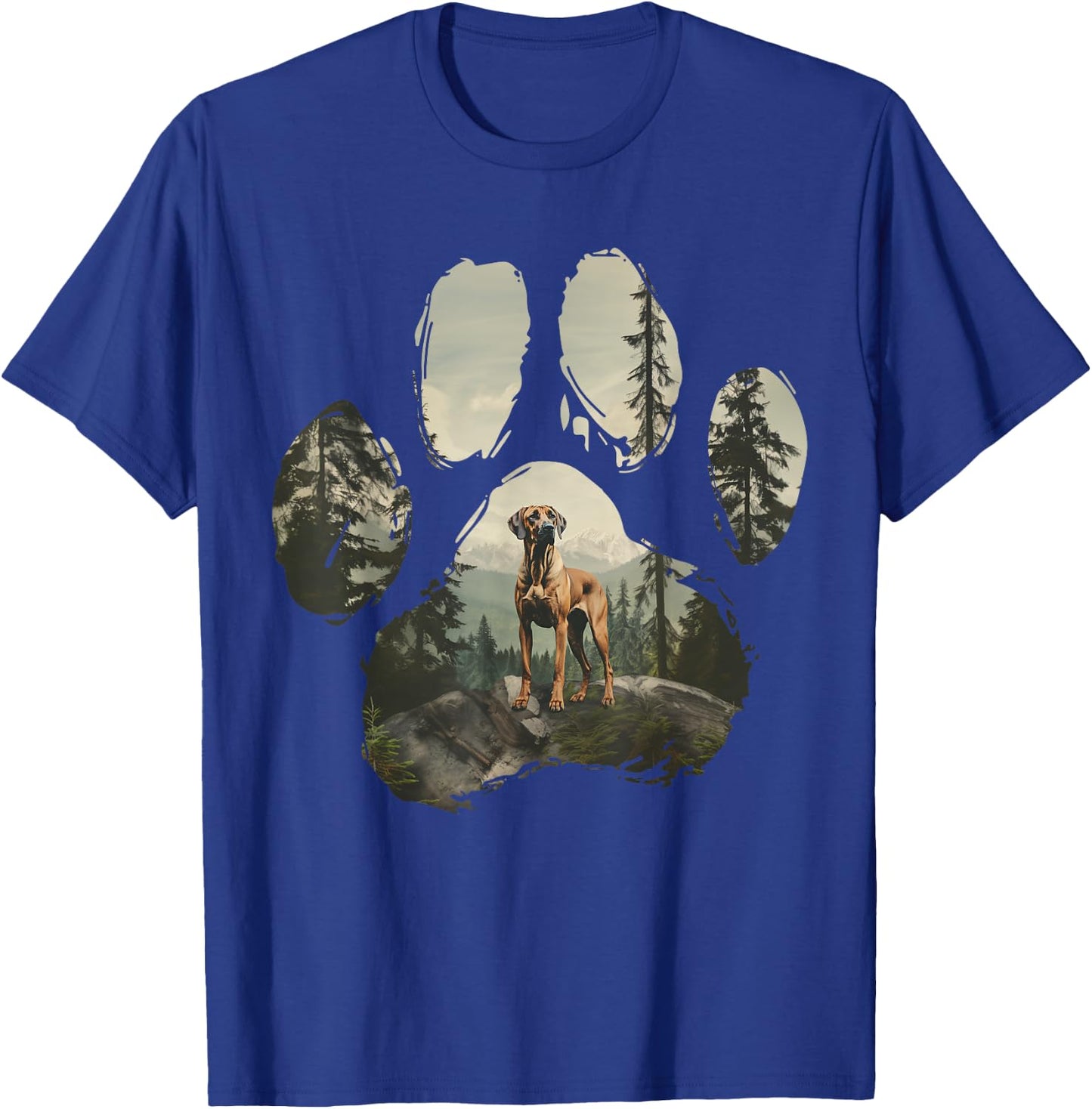 Rhodesian Ridgeback Mountain Paw Design Dog Mom Dad T-Shirt - T-Shirt | Royal