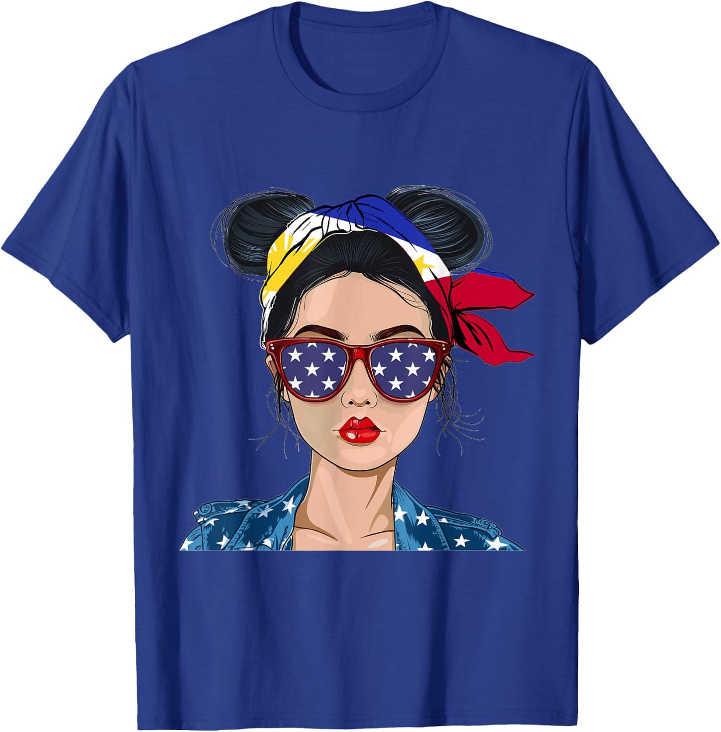 Filipina Flag Souvenirs Woman American Dress Hat Philippines T-Shirt - T-Shirt | Royal
