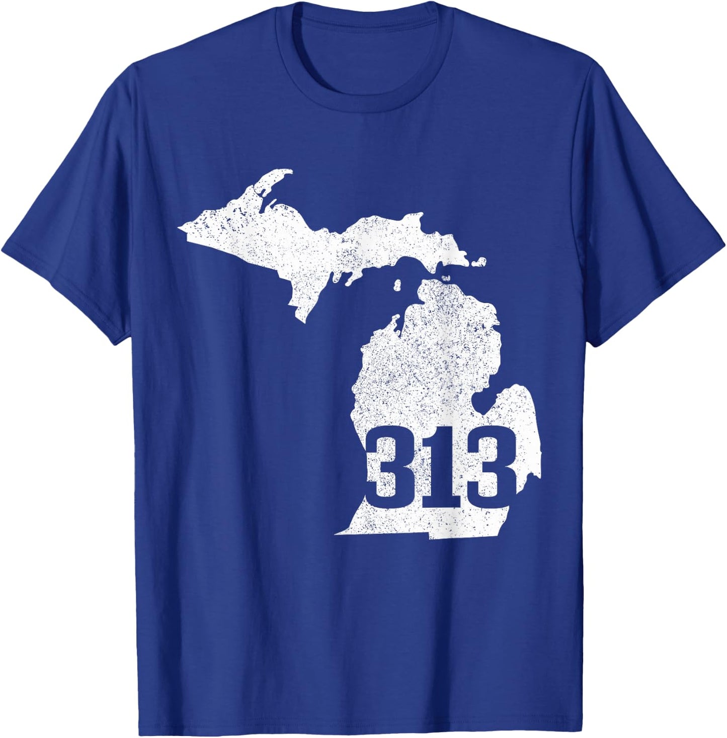 Detroit 313 Area Code Michigan Map State Sentiment Vintage T-Shirt - T-Shirt | Royal
