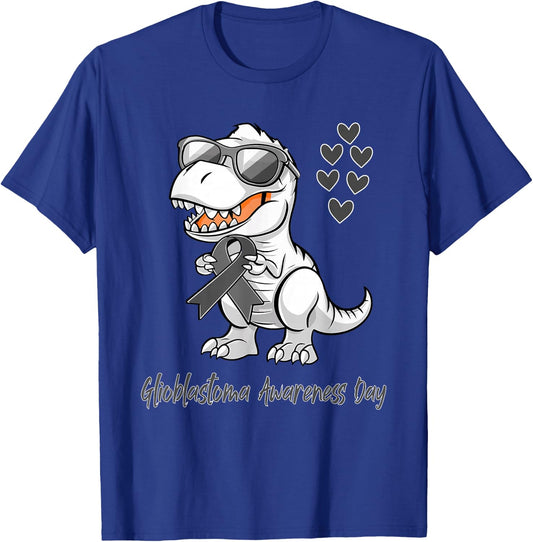 T-rex Dinosaur Glioblastoma Awareness Day Dino kids Toddlers T-Shirt - T-Shirt | Royal