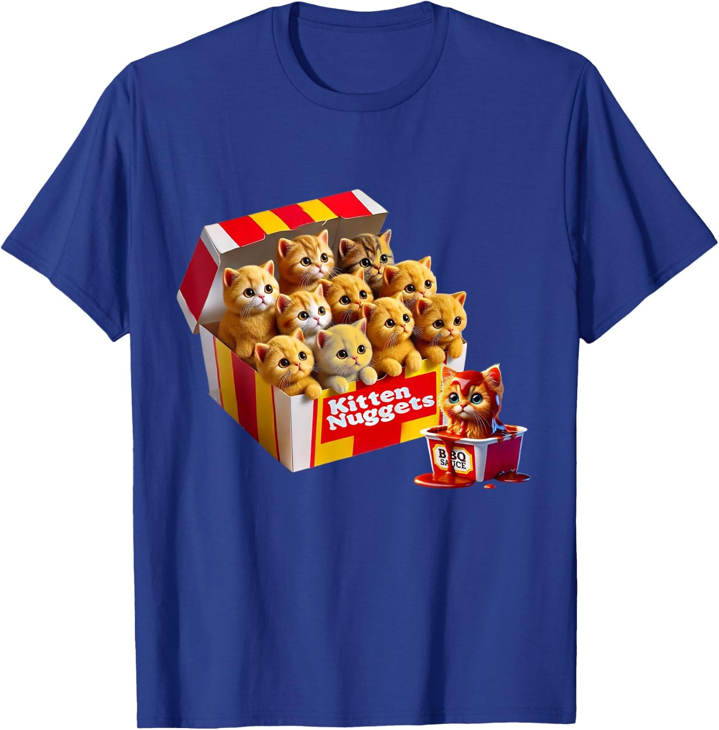 Kitten Nuggets Cat Lover Gift Food Pun Chicken Nuggets Men Women Kids T-Shirt - T-Shirt | Royal