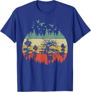 Retro Forest Wildlife Trees Outdoors Nature T-Shirt - T-Shirt | Royal