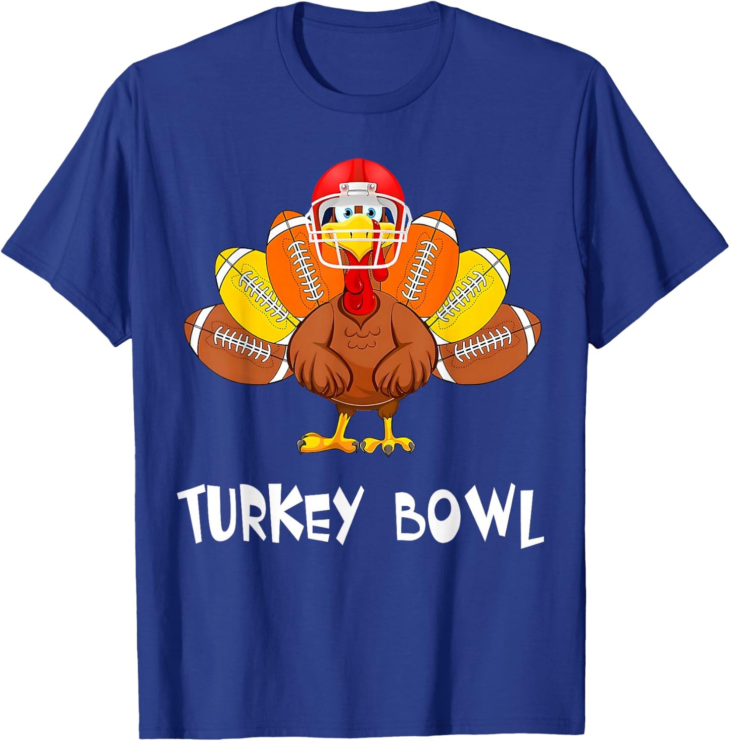 Funny Turkey American Football Bowl Thanksgiving T-Shirt - T-Shirt | Royal