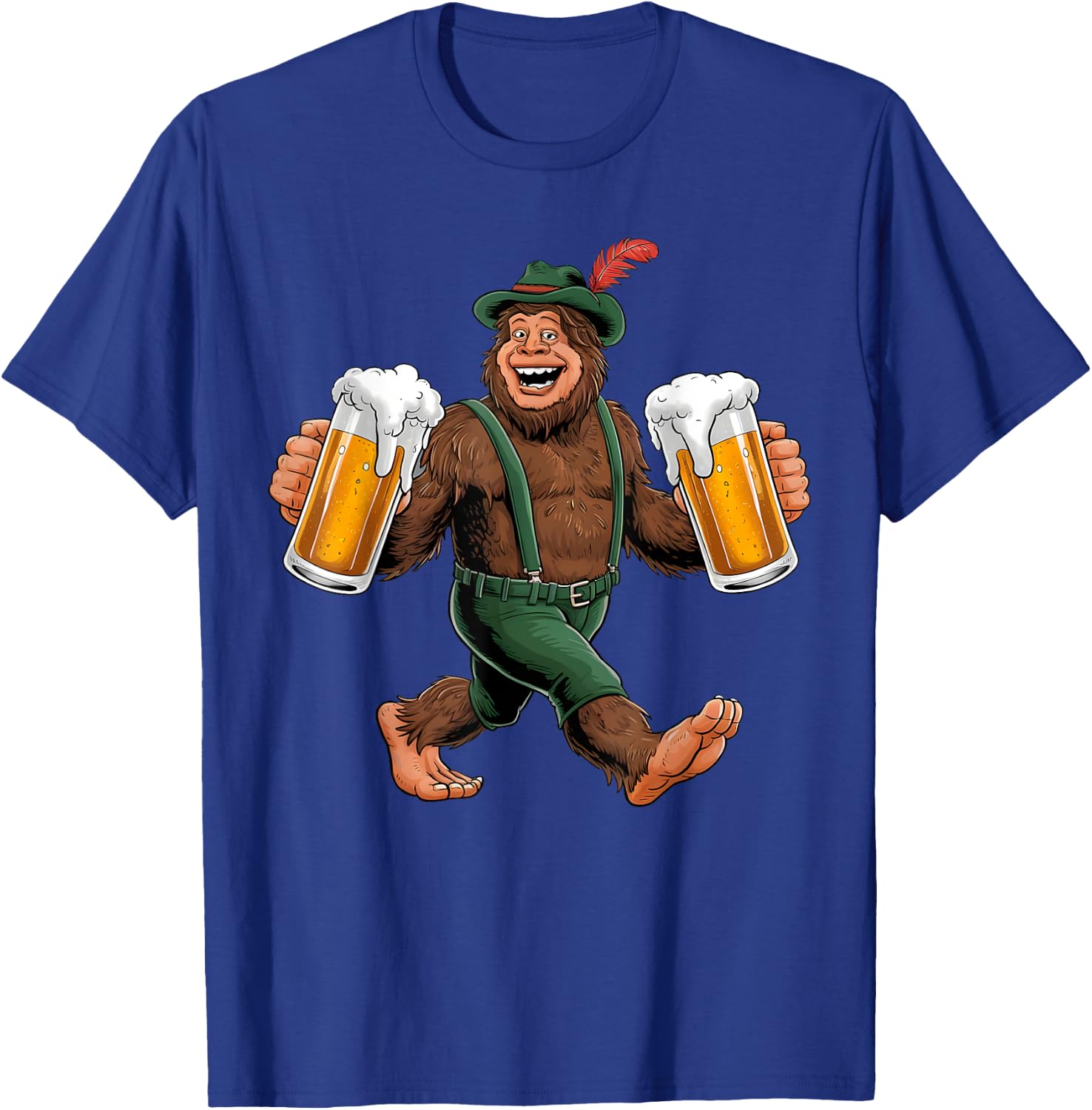 Bigfoot Oktoberfest Lederhosen Prost Beer Mug Drinking Team T-Shirt - T-Shirt | Royal