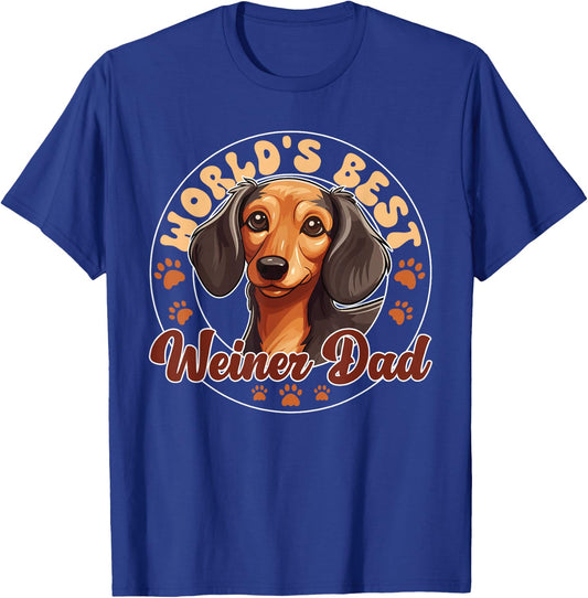 Dachshund Dog World's Best Weiner Dad Men Women Girls Kids T-Shirt - T-Shirt | Royal