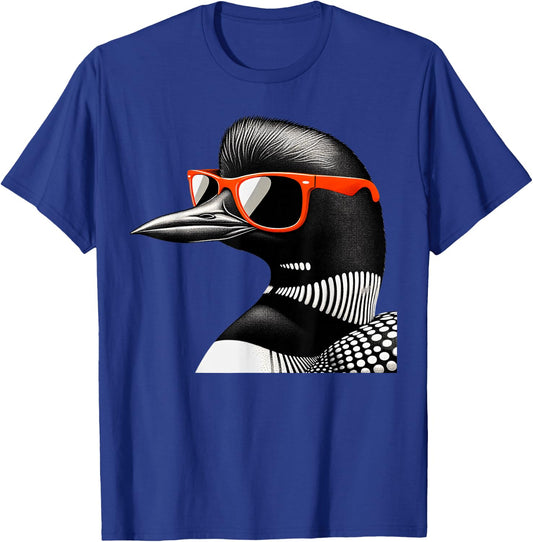 Cool Loon Bird Wearing Sunglasses Graphic Art T-Shirt - T-Shirt | Royal