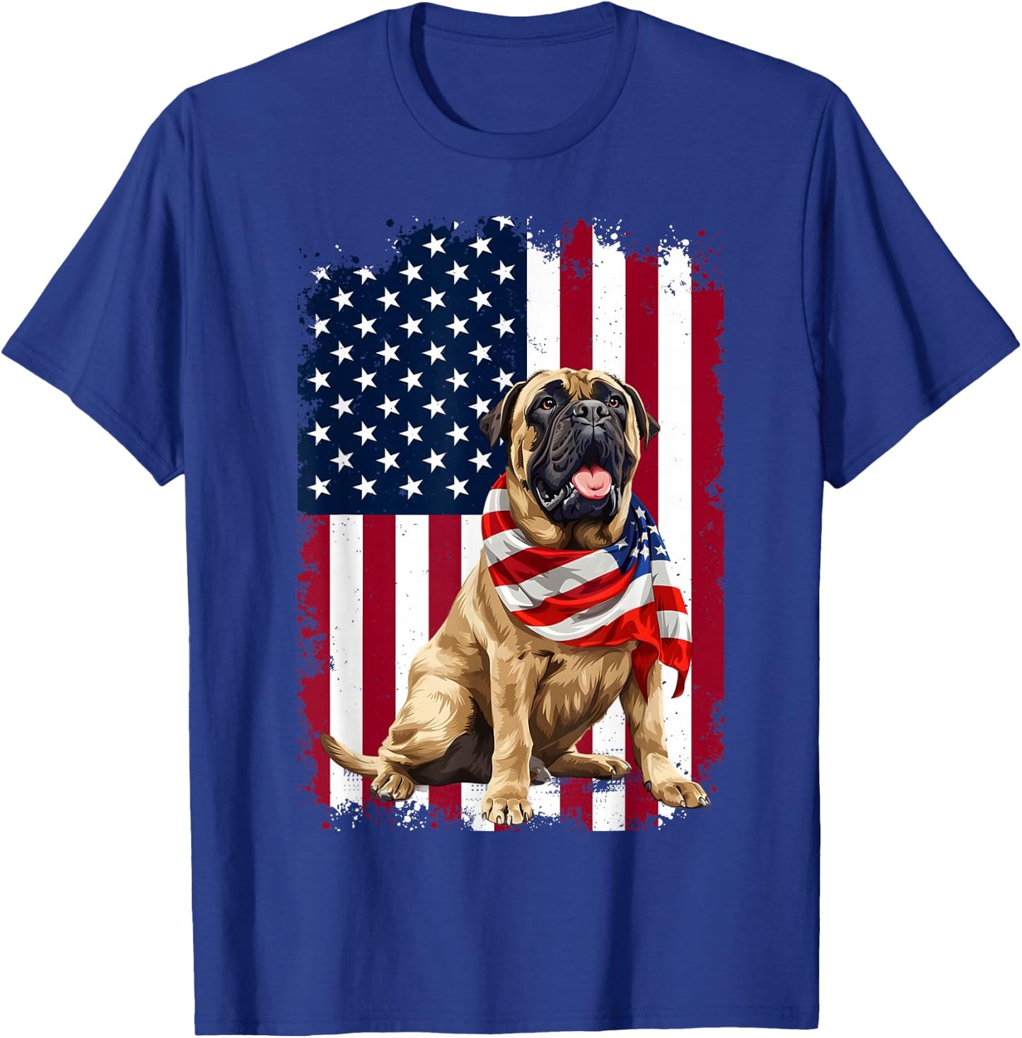 English Mastiff American Flag 4th of July English Mastiff T-Shirt - T-Shirt | Royal