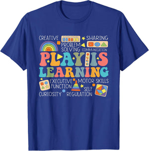 Groovy Play Is Learning Kindergarten Teacher Appreciation Men Women T-Shirt - T-Shirt | Royal