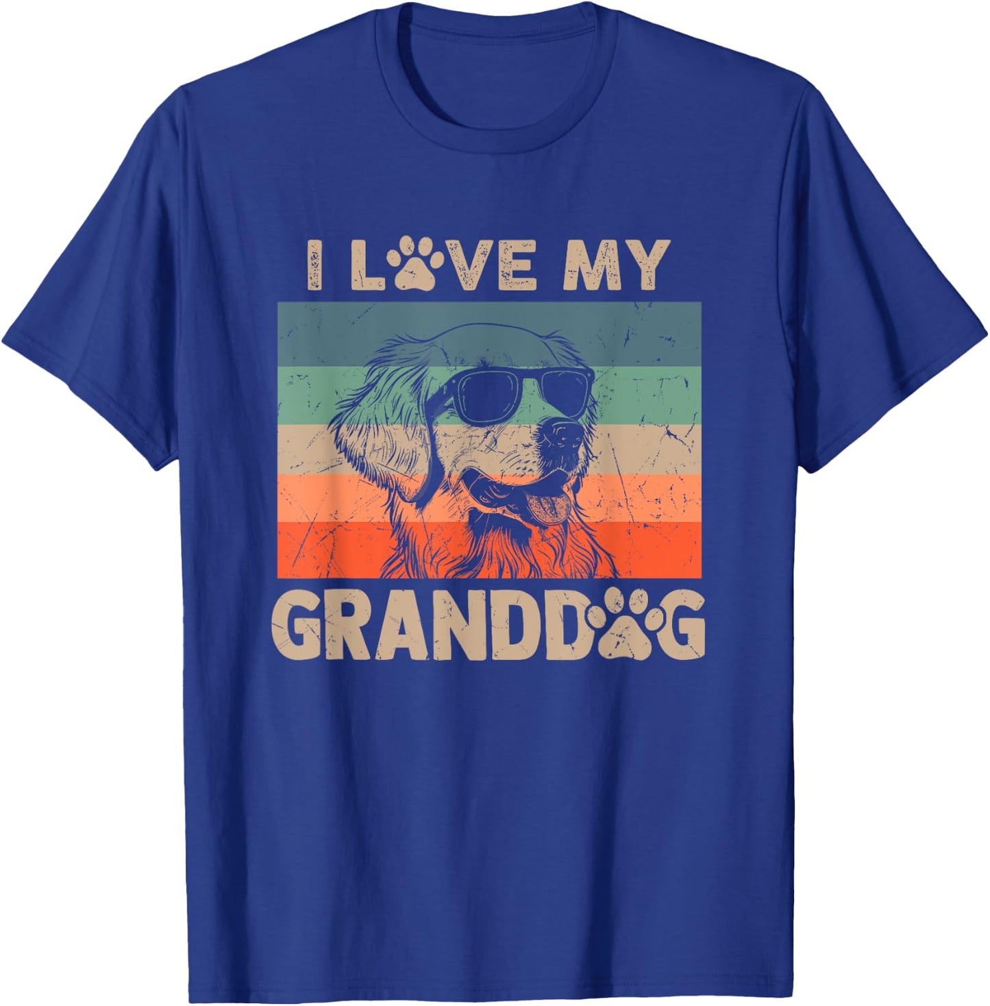 I Love My Granddog Golden Retriever Grandma Grandpa Dog Paw Women Kids T-Shirt - T-Shirt | Royal