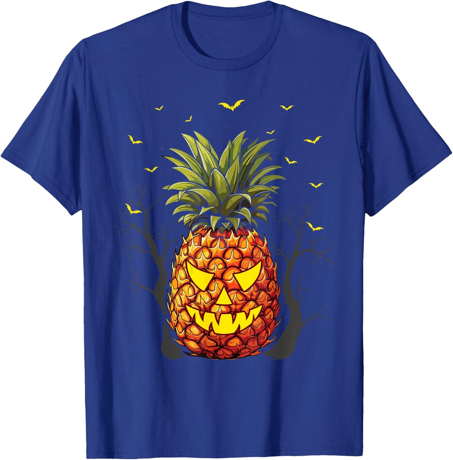 Halloween Scary Pineapple Jack o Lantern Face T-Shirt - T-Shirt | Royal
