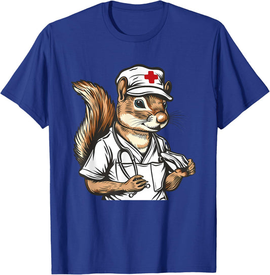 Squirrel Doctor Stethoscope Squirrel Nurse Medical Squirrel T-Shirt - T-Shirt | Royal