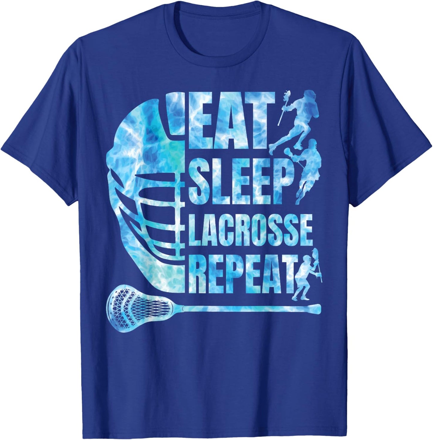 Boys Lacrosse-Shirt Men Funny Lax Eat Sleep Lacrosse Repeat T-Shirt - T-Shirt | Royal