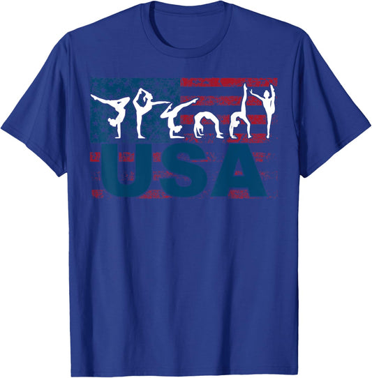 Cute Gymnastics Art For Girls Kids Women Tumbling Gymnast T-Shirt - T-Shirt | Royal