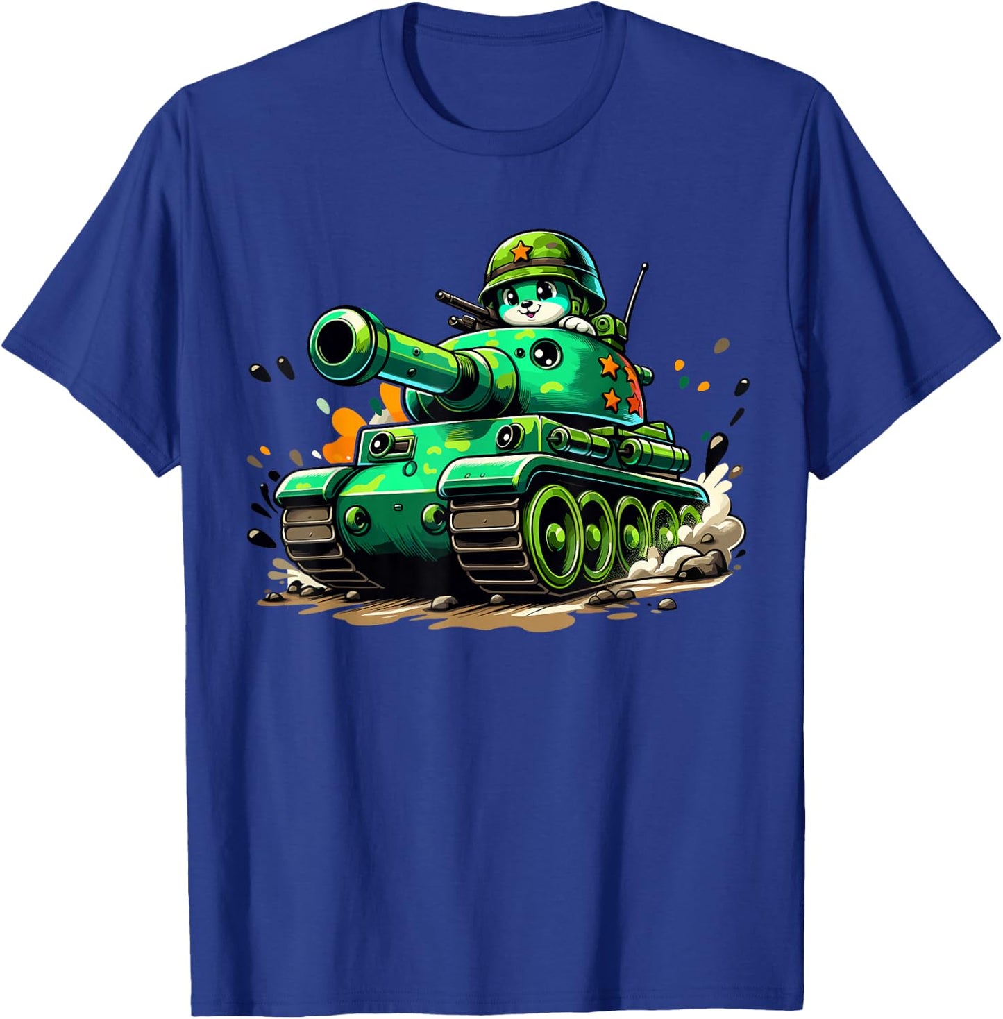 Cartoon Tank Boys Army Tank Military Adventure T-Shirt - T-Shirt | Royal