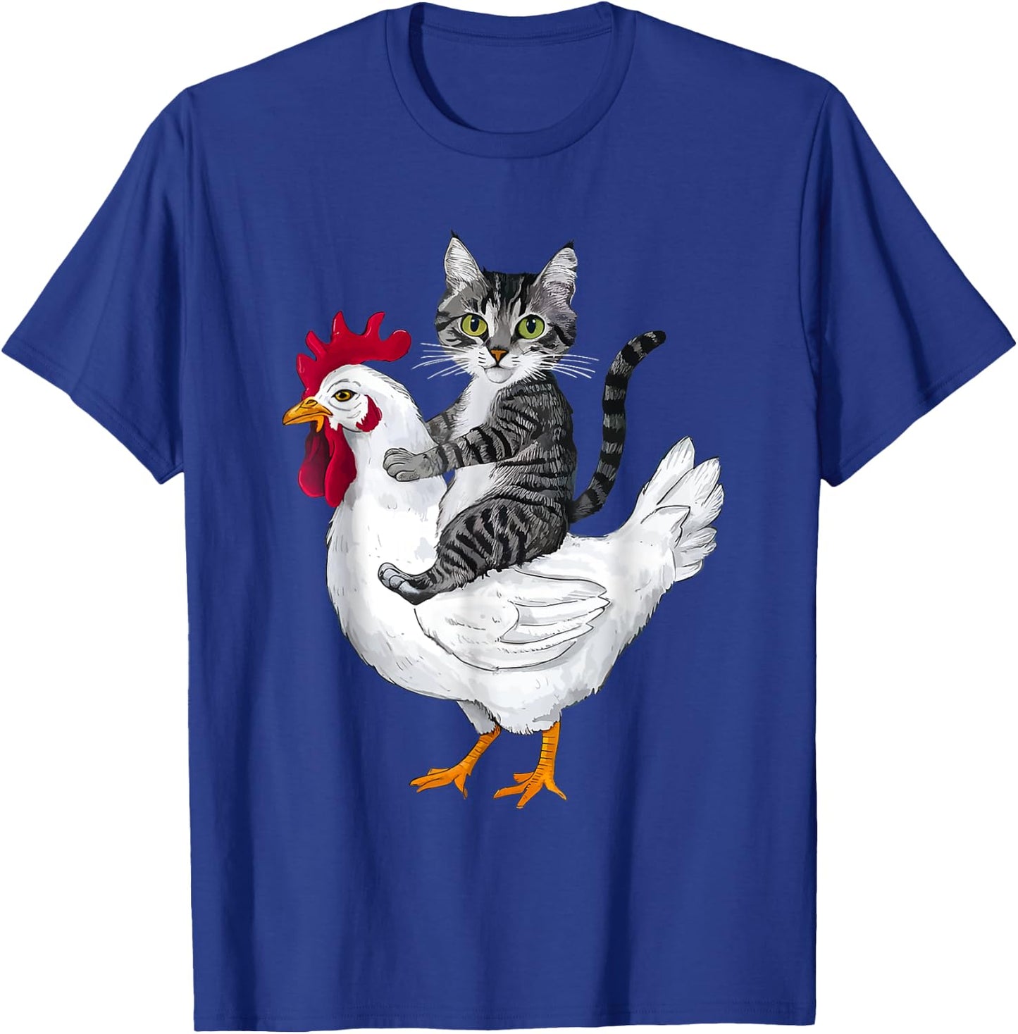 Funny Cat Riding Chicken Women Girls Kids T-Shirt - T-Shirt | Royal