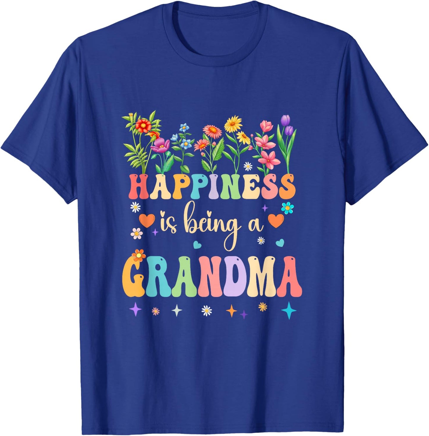 Happiness Is Being A Grandma Floral Design Grandma T-Shirt - T-Shirt | Royal