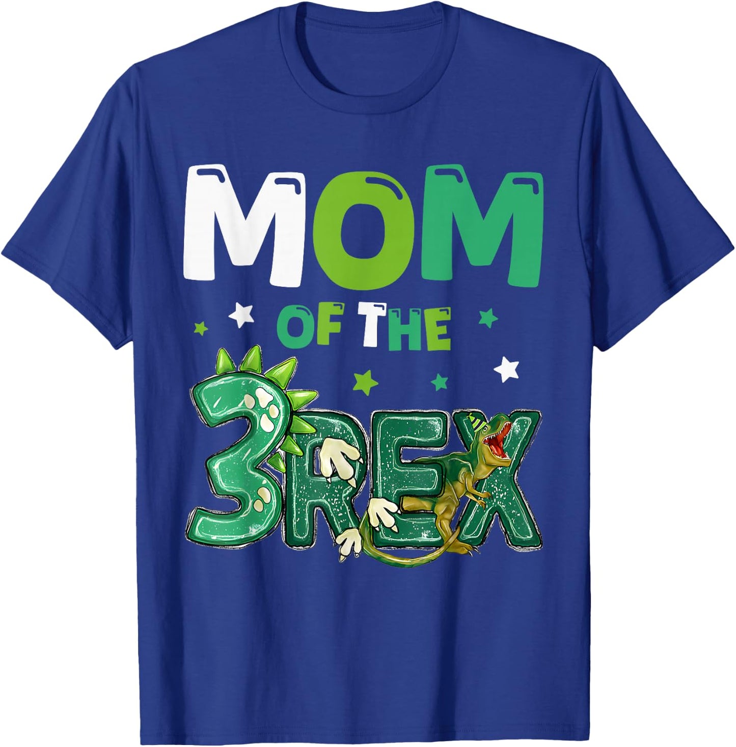Mom of The Three Rex Birthday Dinosaur Family Matching T-Shirt - T-Shirt | Royal