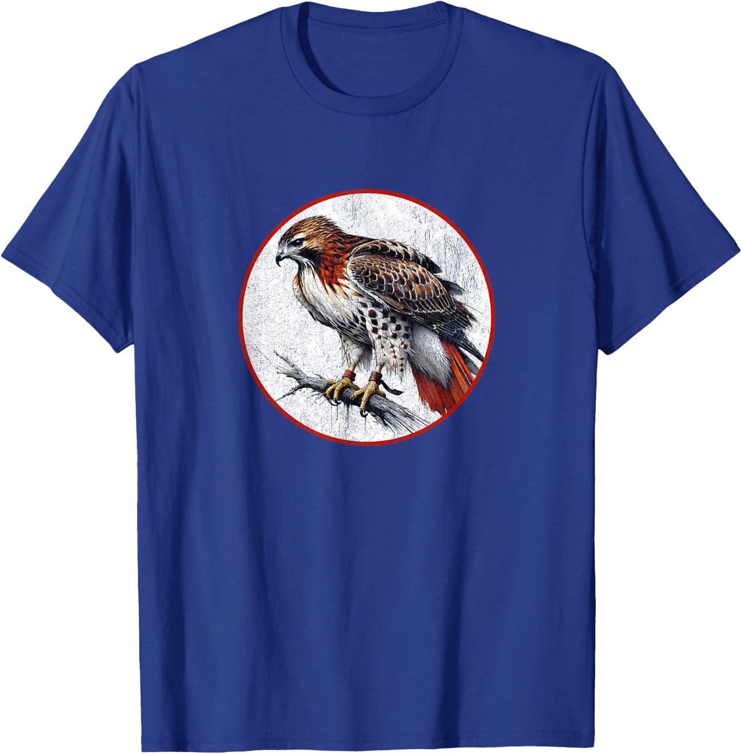 Colorful Retro Red Tailed Hawk Bird Design T-Shirt - T-Shirt | Royal