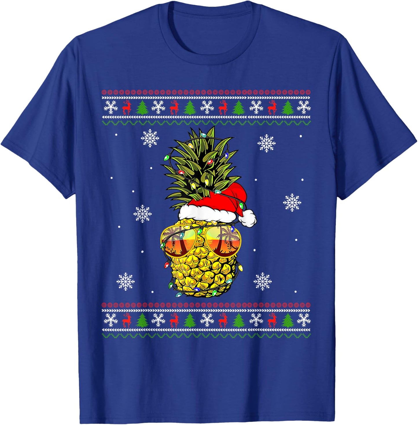Pineapple Christmas Tree or Christmas in July Ugly Sweater T-Shirt - T-Shirt | Royal