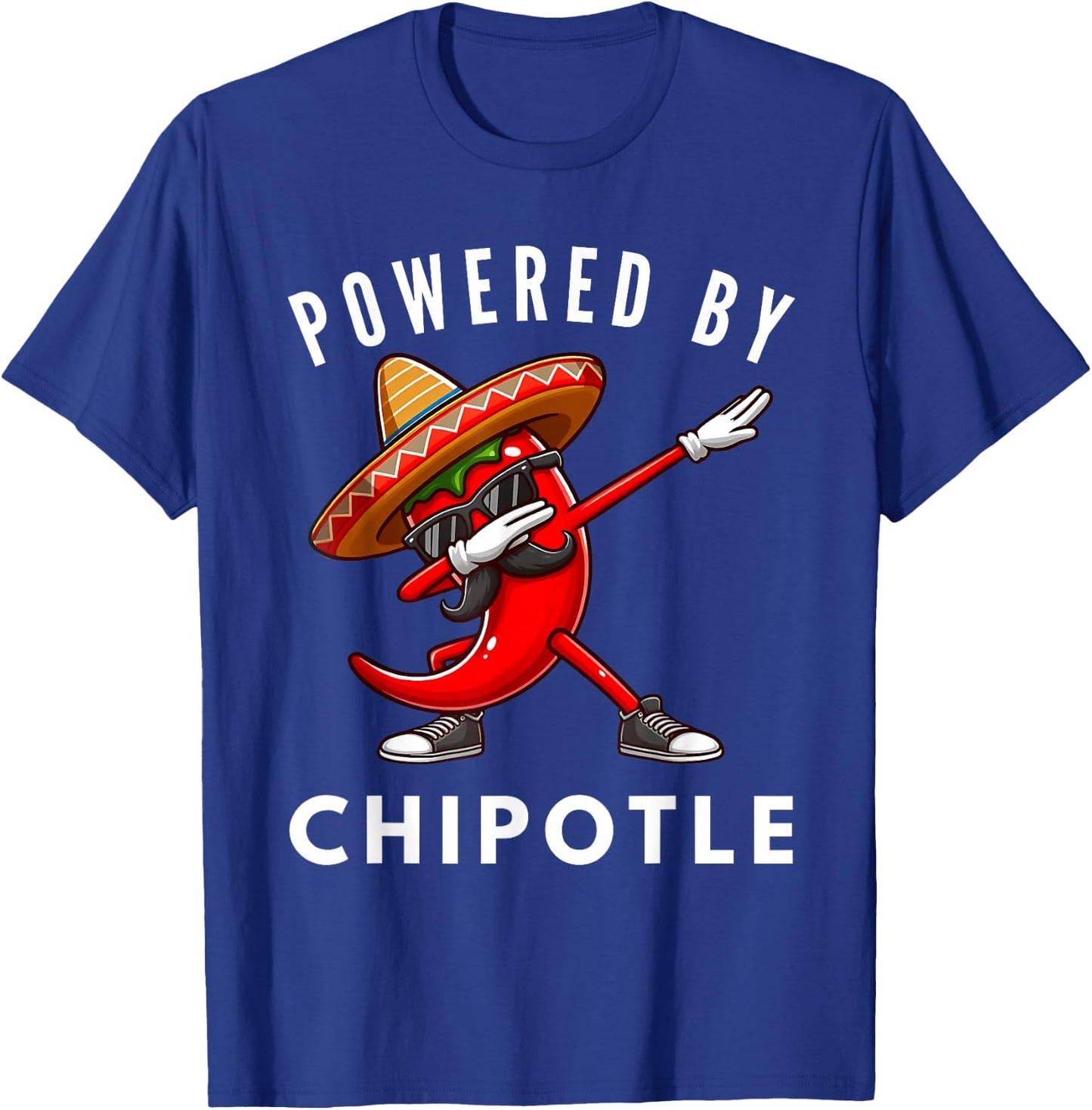 Dabbing Chili Pepper Sunglasses Powered By Chipotle T-Shirt - T-Shirt | Royal