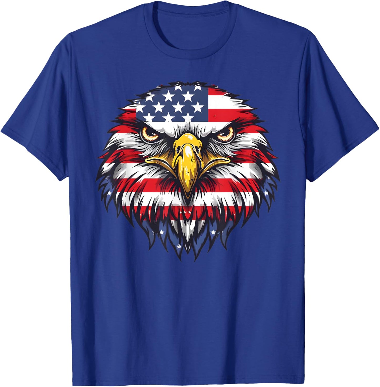 Patriotic Flag Hawk 4th Of July Funny Animal Face T-Shirt - T-Shirt | Royal