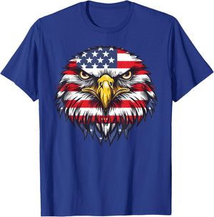 Patriotic Flag Hawk 4th Of July Funny Animal Face T-Shirt - T-Shirt | Royal