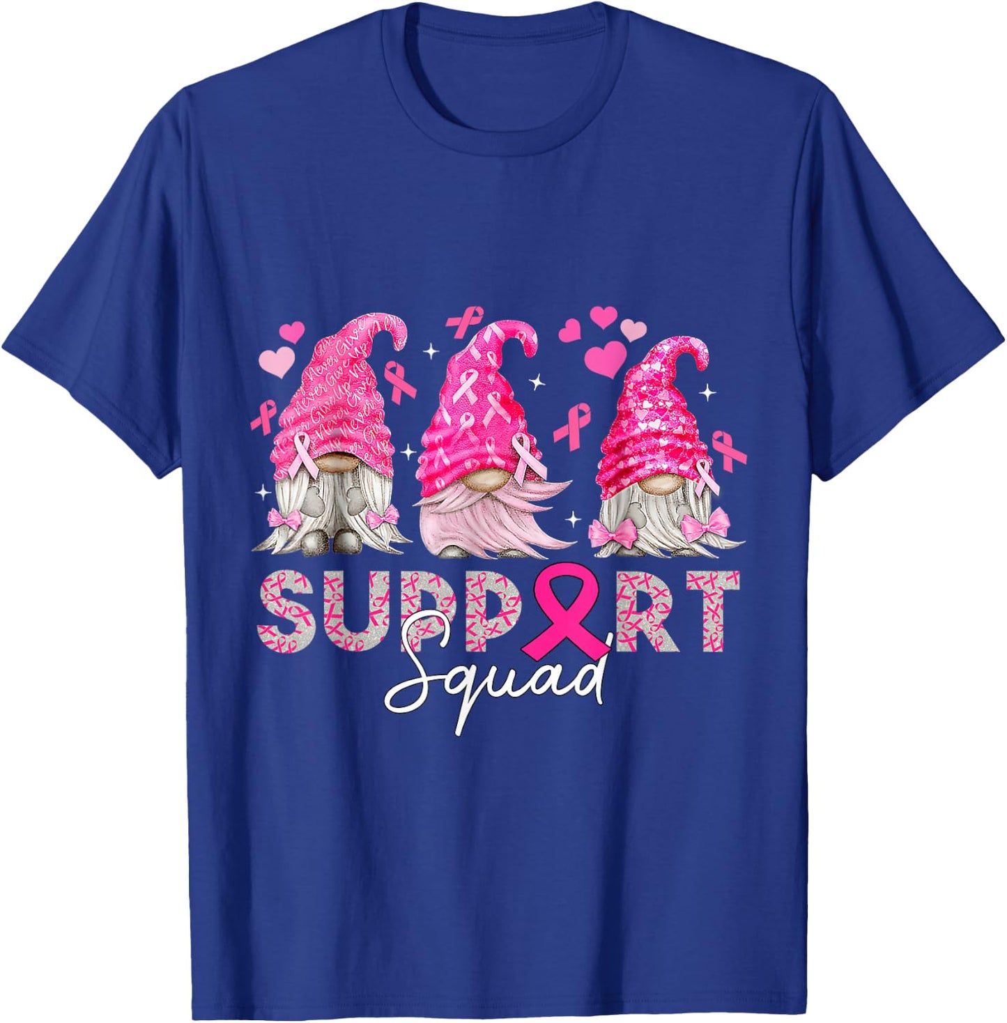 Breast Cancer Support Squad For Mom Women Gnomies T-Shirt - T-Shirt | Royal
